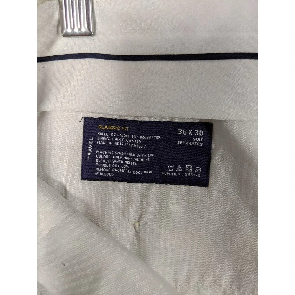 Stafford Wool Blend Dress Pants Mens 36x30 Beige High Rise Preppy Academia